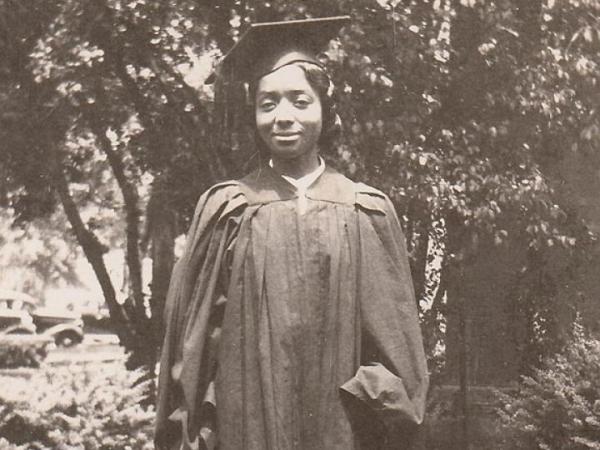 Edith Renfrow Smith in a cap and gown