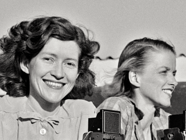 Constance Stuart Larrabee and friend photographing among Ndebele women, near Pretoria, South Africa, 1936