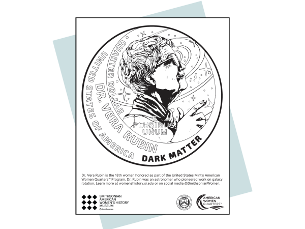 Graphic of the Dr. Vera Rubin coloring sheet. 
