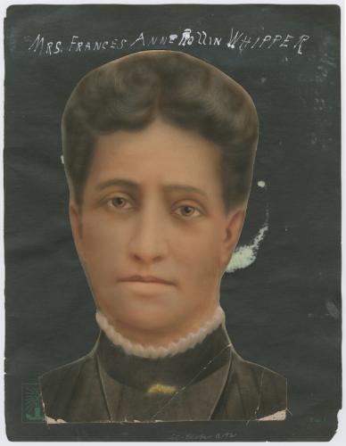 Hand-colored cut-out photograph with handwritten caption “Mrs. Frances Anne Rollin Whipper”