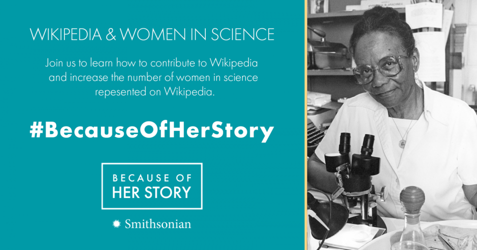 Image of Lutterlough and the text Wikipedia & Women in Science / Join us to learn how to contribute to Wikipedia and increase the number of women in science represented on Wikipedia.