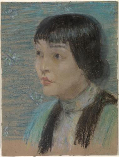 Pastel of Anna May Wong in profile